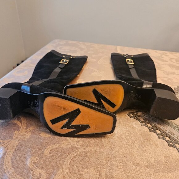 Monica Magli Leather Black Riding Boots - Picture 3 of 16